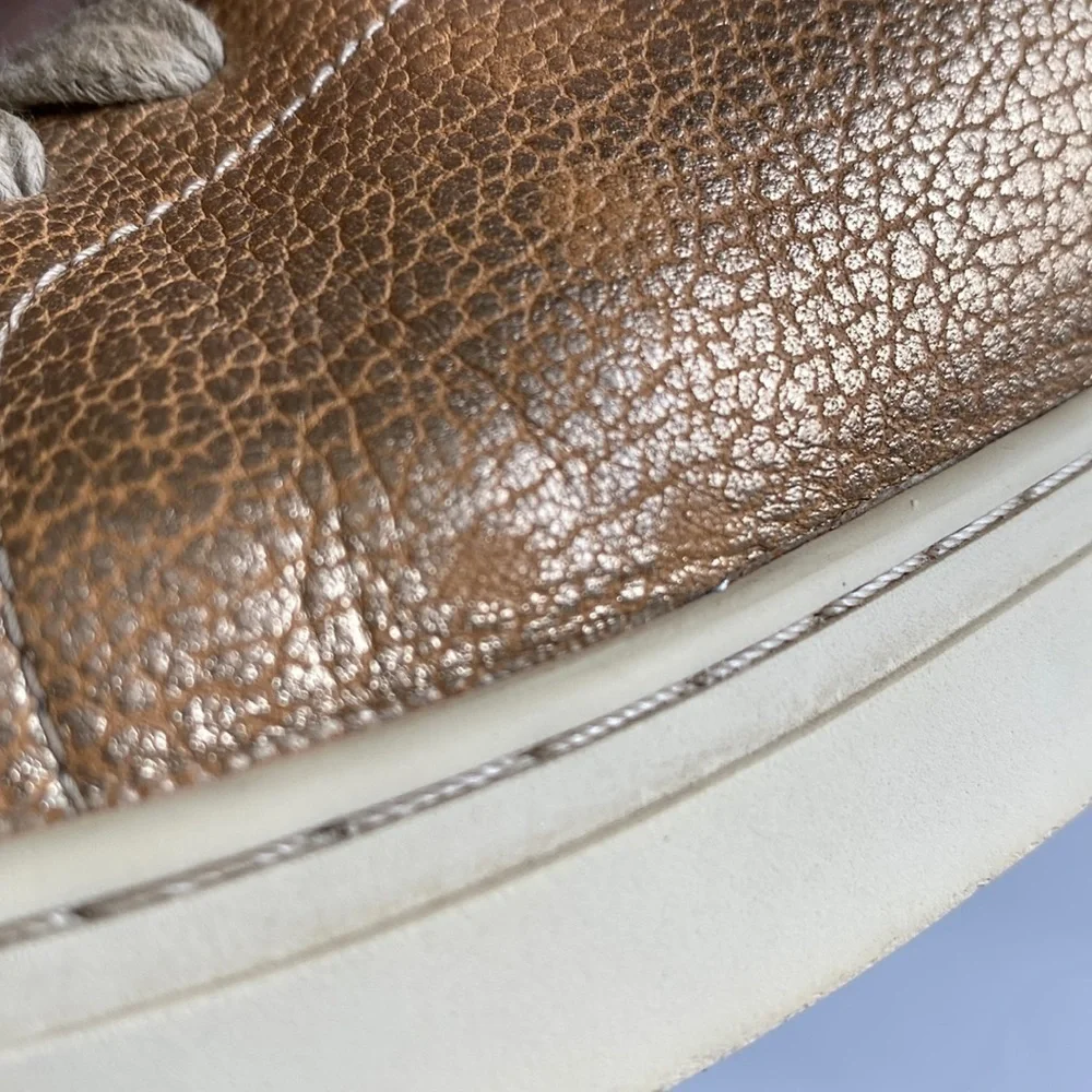 Frye Ivy lace up low top rose gold leather shoes sneakers Sz 8.5